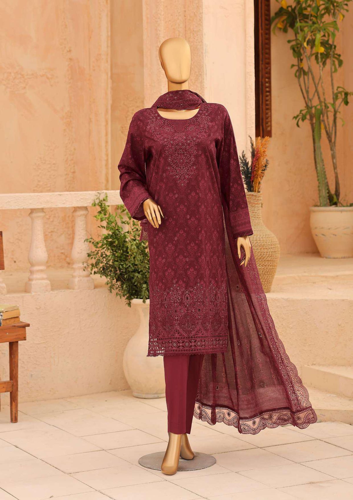 Premium Venice by HZ Textiles | Festive Embroidered 3 Piece Unstitched Lawn Suit D-2