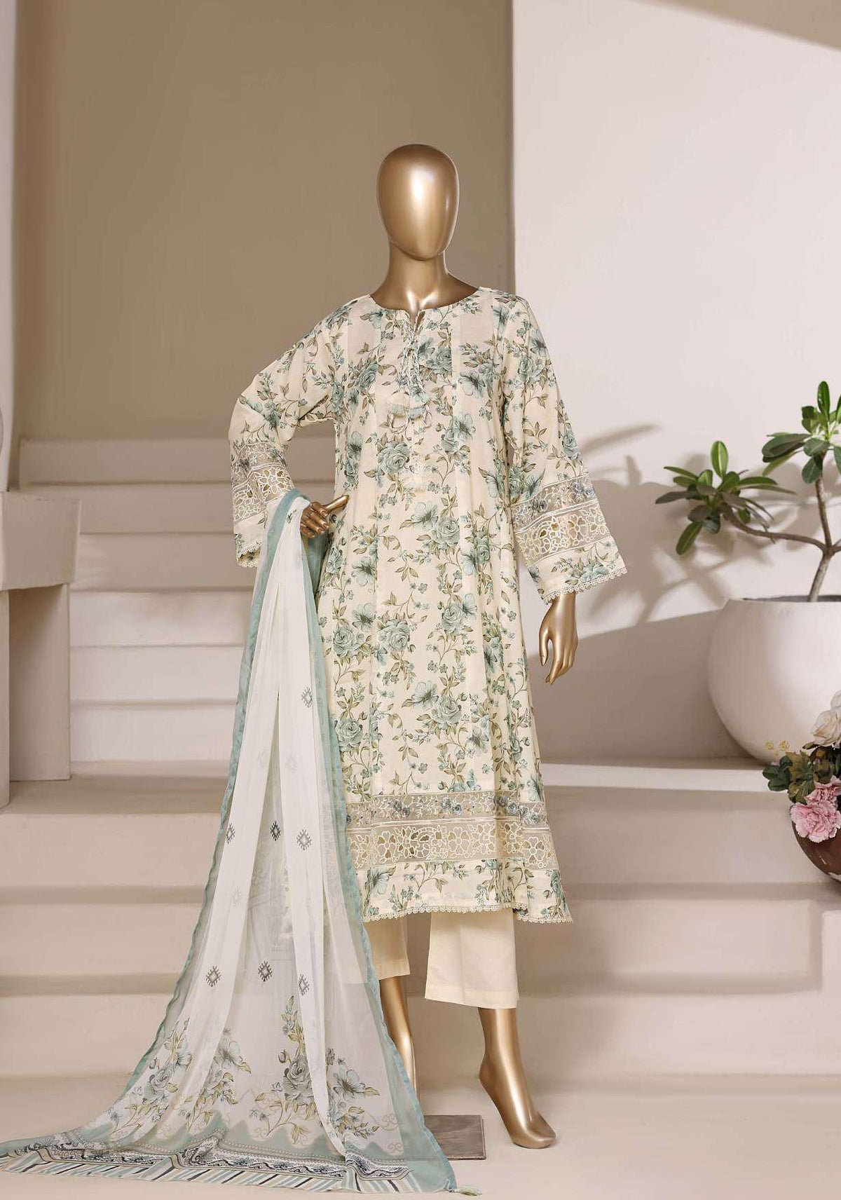 Sadabahar Peplum Embroidered Lawn Stitched 3 Piece Suit D-4