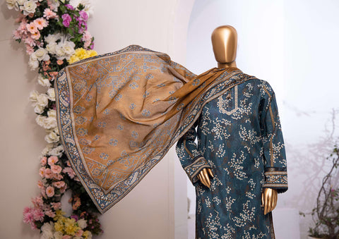 Mehek by HZ textile Emb Lawn Unstitched 3 Piece D-04  Blue - Summer Collection