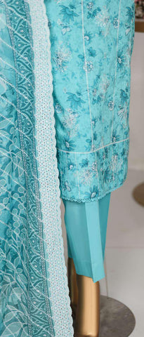 Dhagakari by HZ Textiles | Embroidered 3 Piece Unstitched Lawn Suit D-2