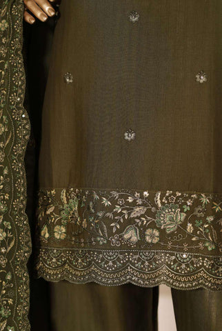Sadabahar Luxury | Embroidered 3 Piece Stitched Slub Lawn Suit D-3