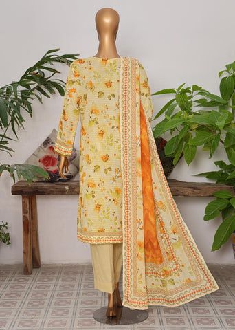 HZ Vital Prints Slub Lawn Dupatta  D-06