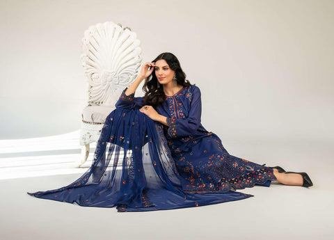 Amberea by Tawakkal Fabrics | Fancy Embroidered Lawn 3 Piece Unstitched Suit D-3