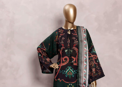 Sadabahar Printed Chamti Cotton | 3 Piece Stitched Kaftan Suit D-5