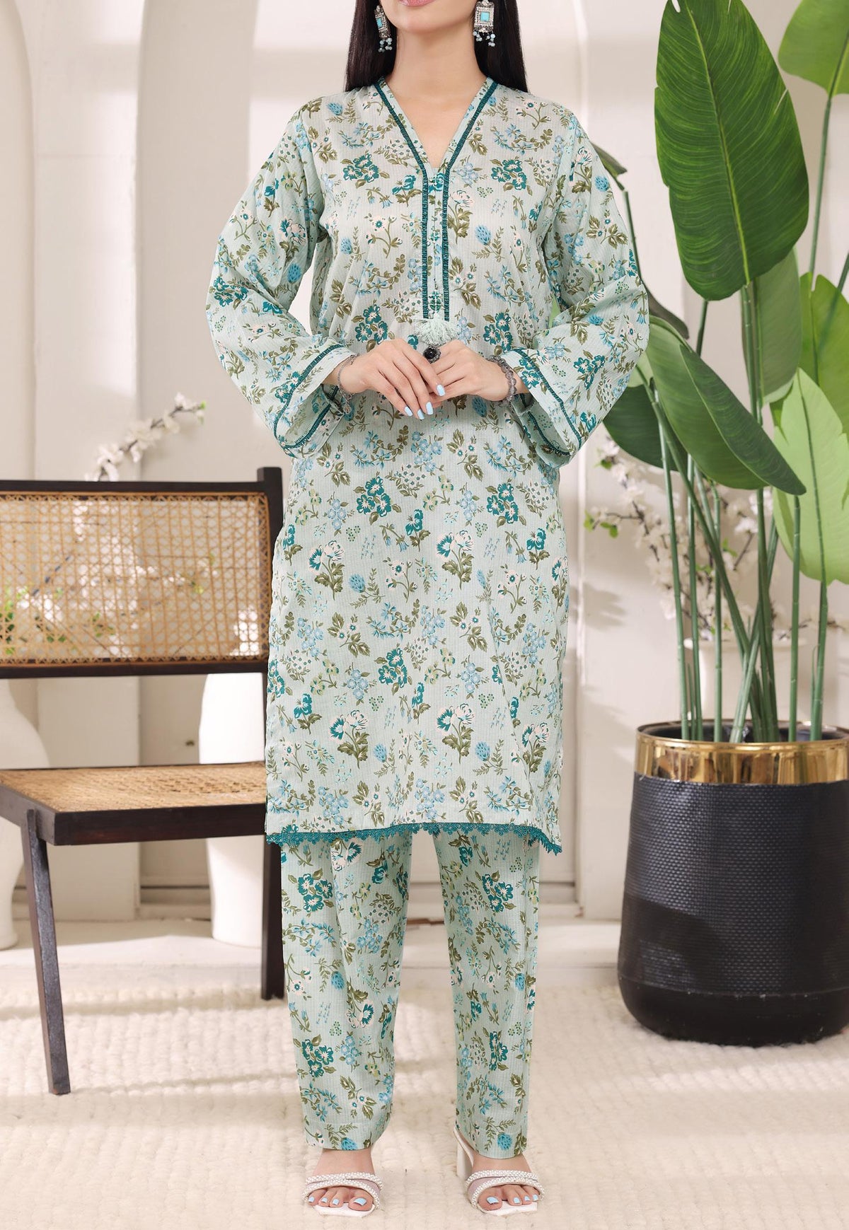 AIZAL | Digital Printed 2 Piece Stitched Lawn Suit D-5