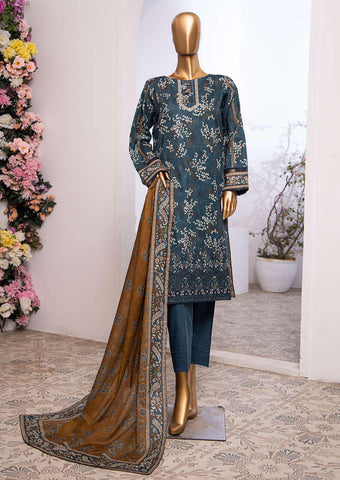 Mehek by HZ textile Emb Lawn Unstitched 3 Piece D-04  Blue - Summer Collection