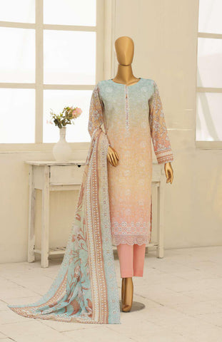 Premium Eid Edit by HZ Textiles | Embroidered 3 Piece Unstitched Lawn Suit D-1