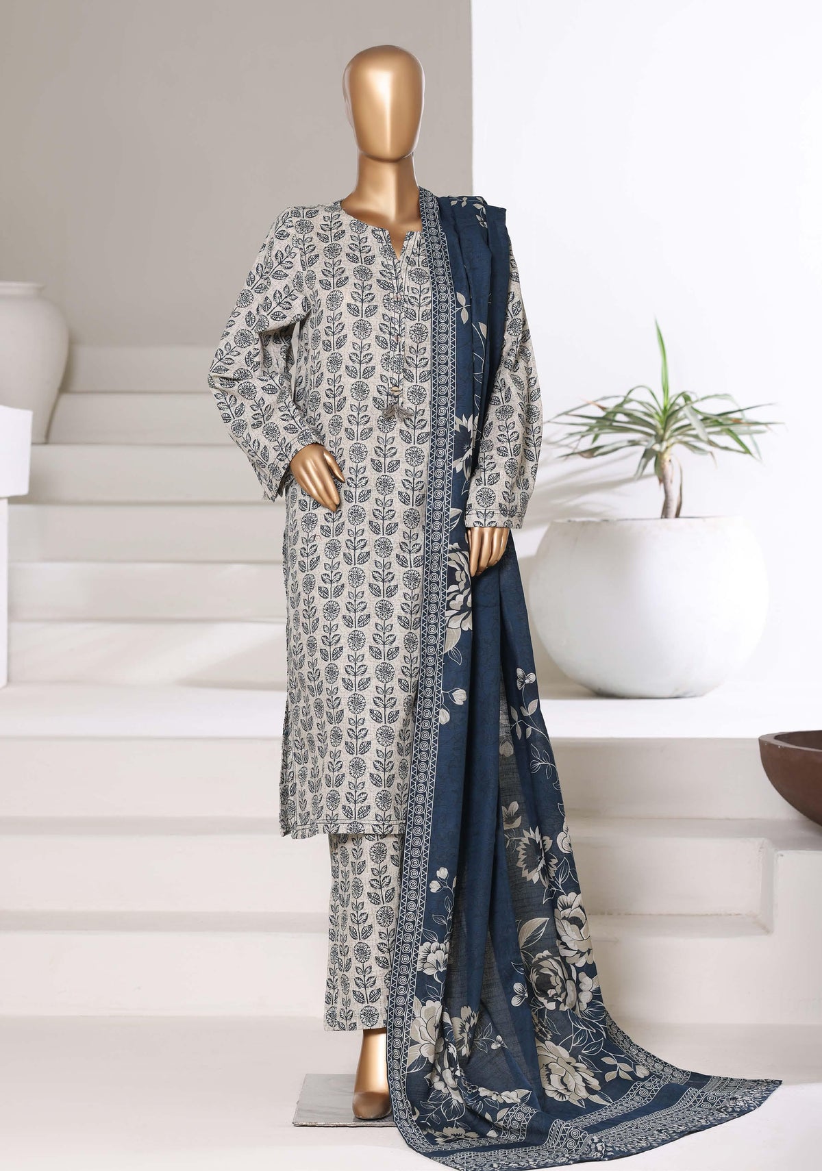Printed Khaddar Vol-3 Stitched 3PC Collection By Sadabahar D-5