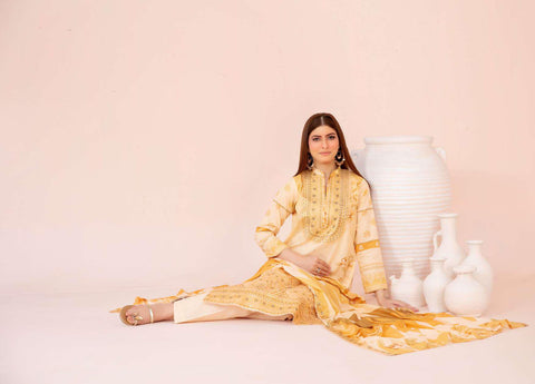Jahzara by Tawakkal Fabrics | Embroidered Digital Printed Lawn 3 Piece Unstitched Suit D-3