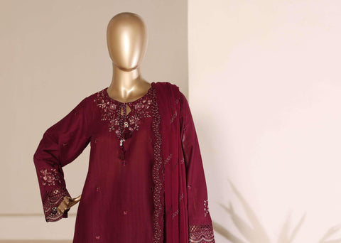 Sadabahar Luxury | Embroidered 3 Piece Stitched Slub Lawn Suit D-4