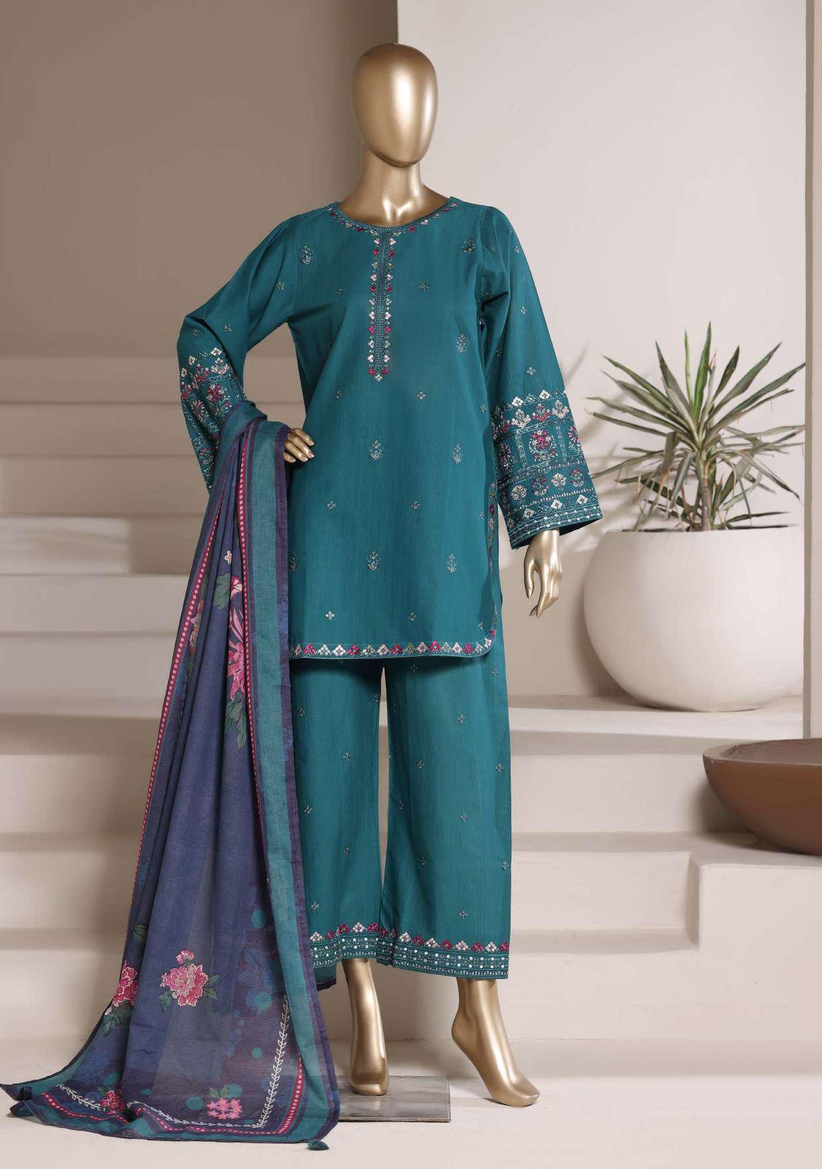 Eclair by Sadabahar | Embroidered Lawn 3 Piece Stitched Suit D-4