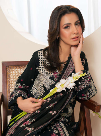 Johra Pinks Swiss Voil Embroidered with Chiffon Dupatta Unstitched 3 Piece by Johra Arts D-1