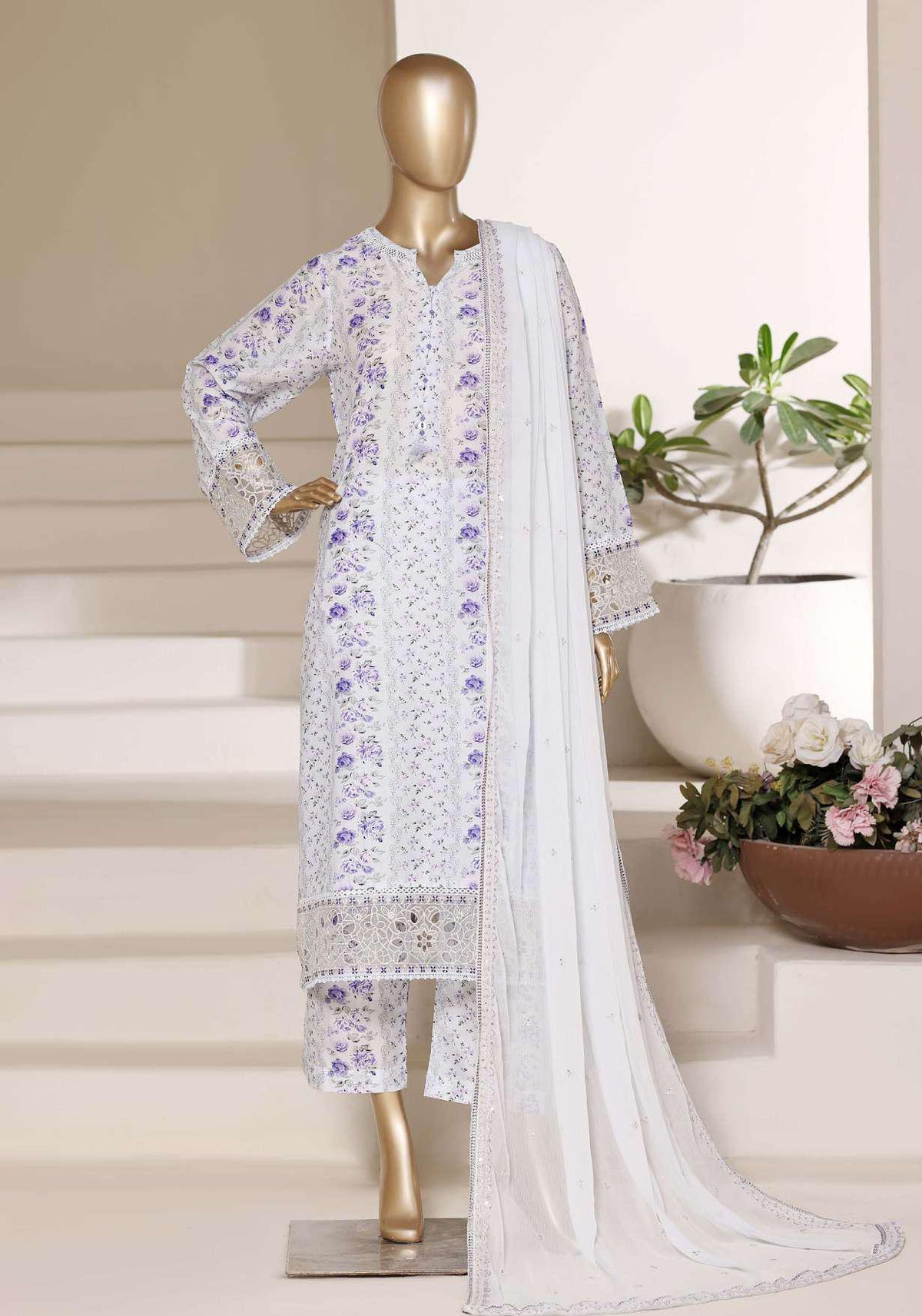Sadabahar Regal Embroidered Lawn Stitched 3 Piece Suit D-4