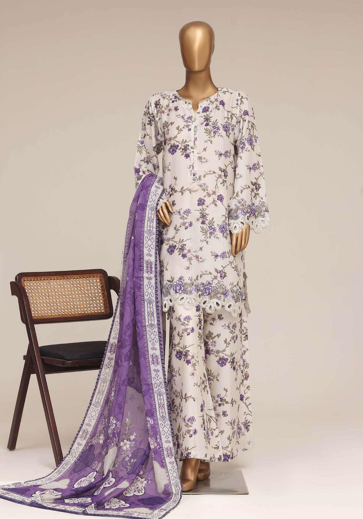 Malika by Sadabahar Vol-4 | Festive Embroidered Lawn 3 Piece Stitched Suit D-6