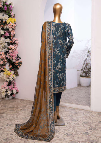 Mehek by HZ textile Emb Lawn Unstitched 3 Piece D-04  Blue - Summer Collection
