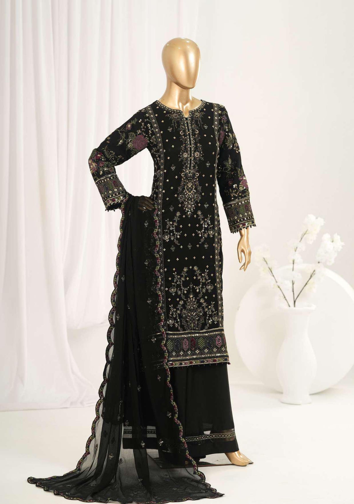 Afsanay by Sadabahar Embroidered Chiffon Stitched 3 Piece Suit D-2