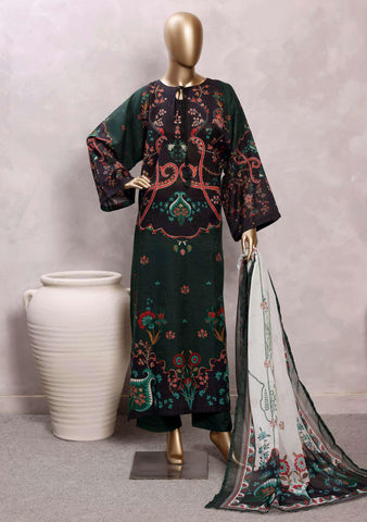 Sadabahar Printed Chamti Cotton | 3 Piece Stitched Kaftan Suit D-5