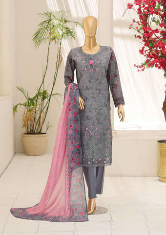Mehak by HZ Textiles | Embroidered 3 Piece Unstitched Slub Lawn Suit D-1