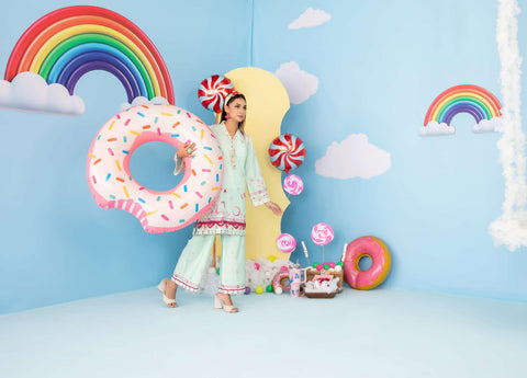 CLOUDS 2 Piece Stitched Printed Crepe Suit D-7