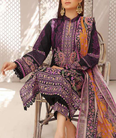 VS Daman Exclusive Printed Cambric Unstitched 3 Piece Suit D-3