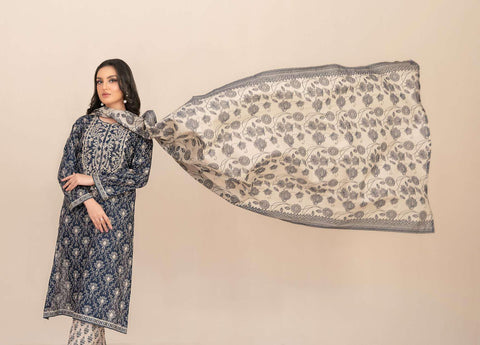 TYLA by Tawakkal Fabrics | Gala Embroidered Rotary Printed Lawn 3 Piece Unstitched Suit D-3