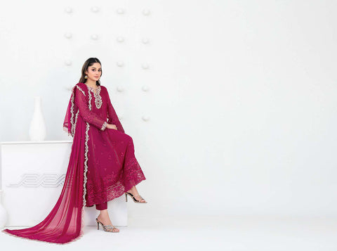 SATORI by Tawakkal Fabrics | Fancy Embroidered Chiffon 3 Piece Semi-Stitched Suit D-5