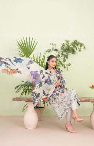 Erva Embroidered Lawn Digital Print By Tawakkal D-07