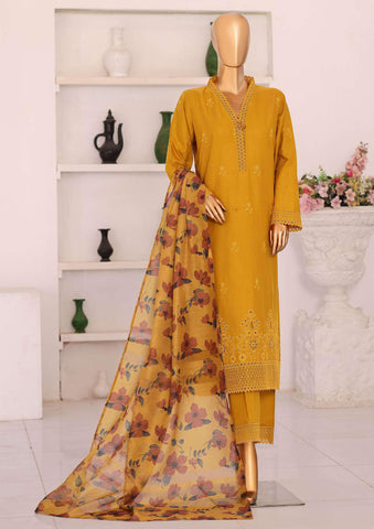 Floral Vibes by HZ Textiles | Embroidered 3 Piece Unstitched Lawn Suit D-1
