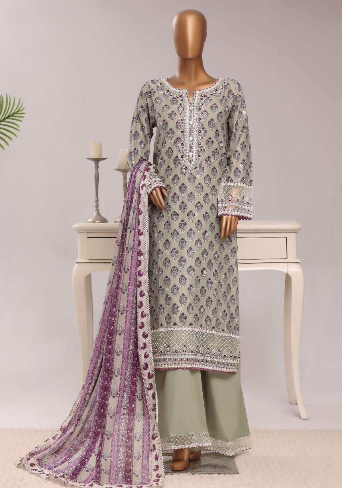 Regal by Sadabahar Vol-3 | Embroidered Lawn 3 Piece Stitched Suit D-4