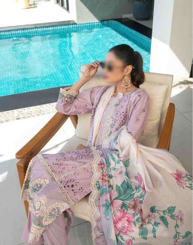Zevira Semi Stitched  Fancy Heavy Embroidered Lawn Coll-2025 D-3252
