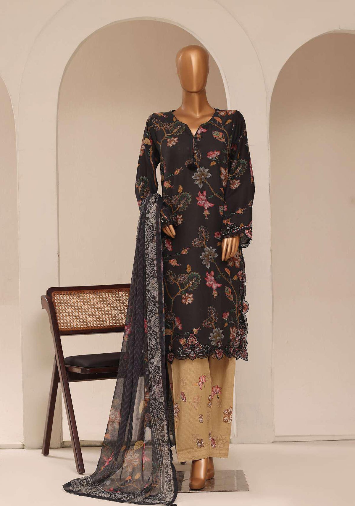 Raya by Sadabahar Embroidered Stitched 3 Piece Suit D-1