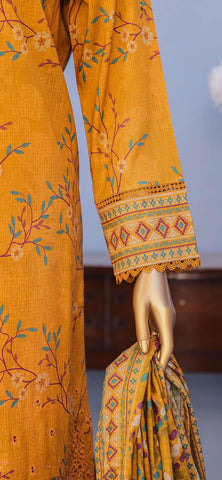 Mehak Cross Slub Embroidered Collection Un-Stitched 3Pc By Hz Textile D-1