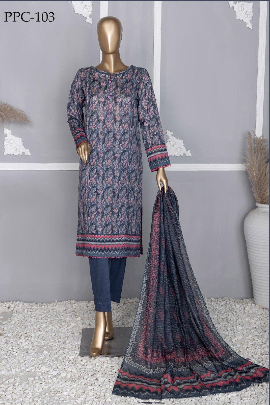 HZ Platinum Digital Printed Lawn 3-Piece D-PPC 103