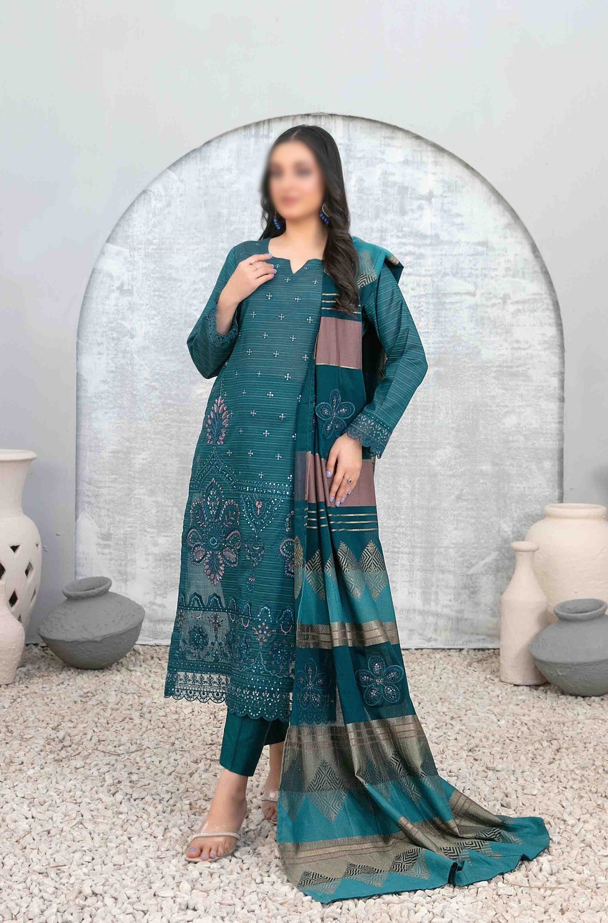 Mabel Un Stitched 3 Pcs Zari Line Emb Fancy Lawn Coll-2025 D 1028