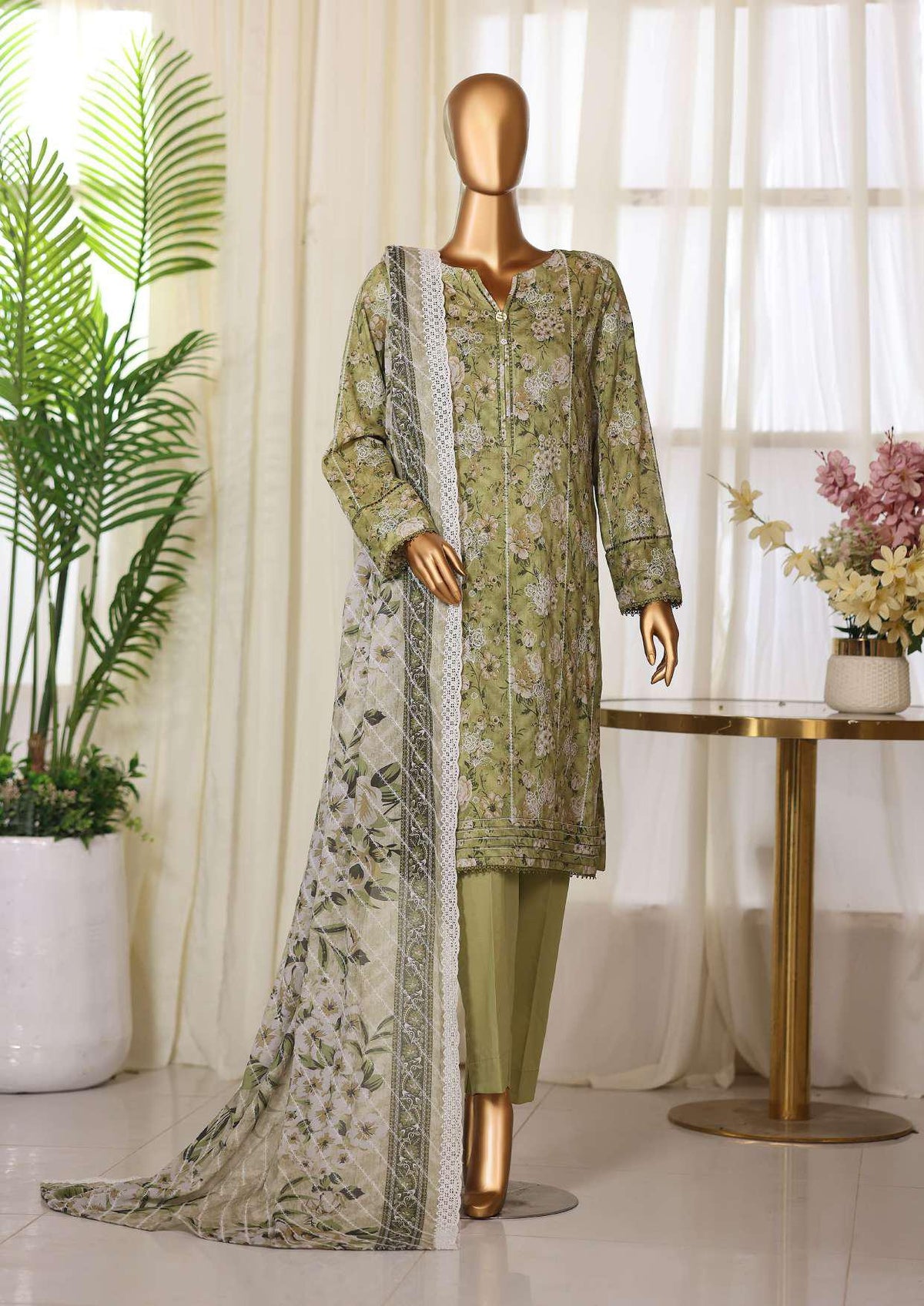 Dhagakari by HZ Textiles | Embroidered 3 Piece Unstitched Lawn Suit D-3