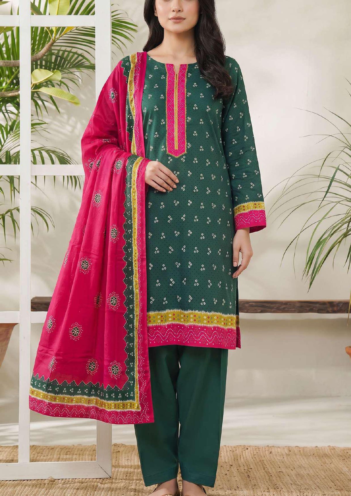 VS Jhalak Printed Slub Linen Unstitched 3 Piece Suit D-2