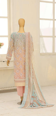 Premium Eid Edit by HZ Textiles | Embroidered 3 Piece Unstitched Lawn Suit D-1