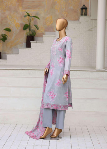 Premium Daily Wear by HZ Textiles Vol-5 | Embroidered Lawn 3 Piece Unstitched Suit D-1