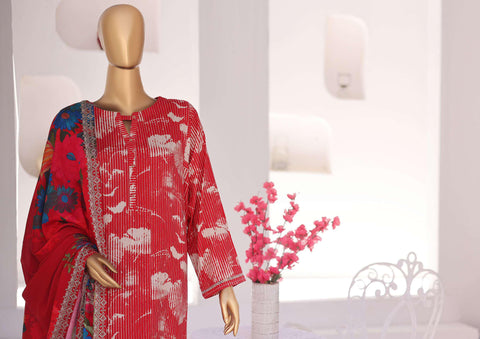 HZ Linen Wintery Printed Unstitched 3 Piece Suit D-1