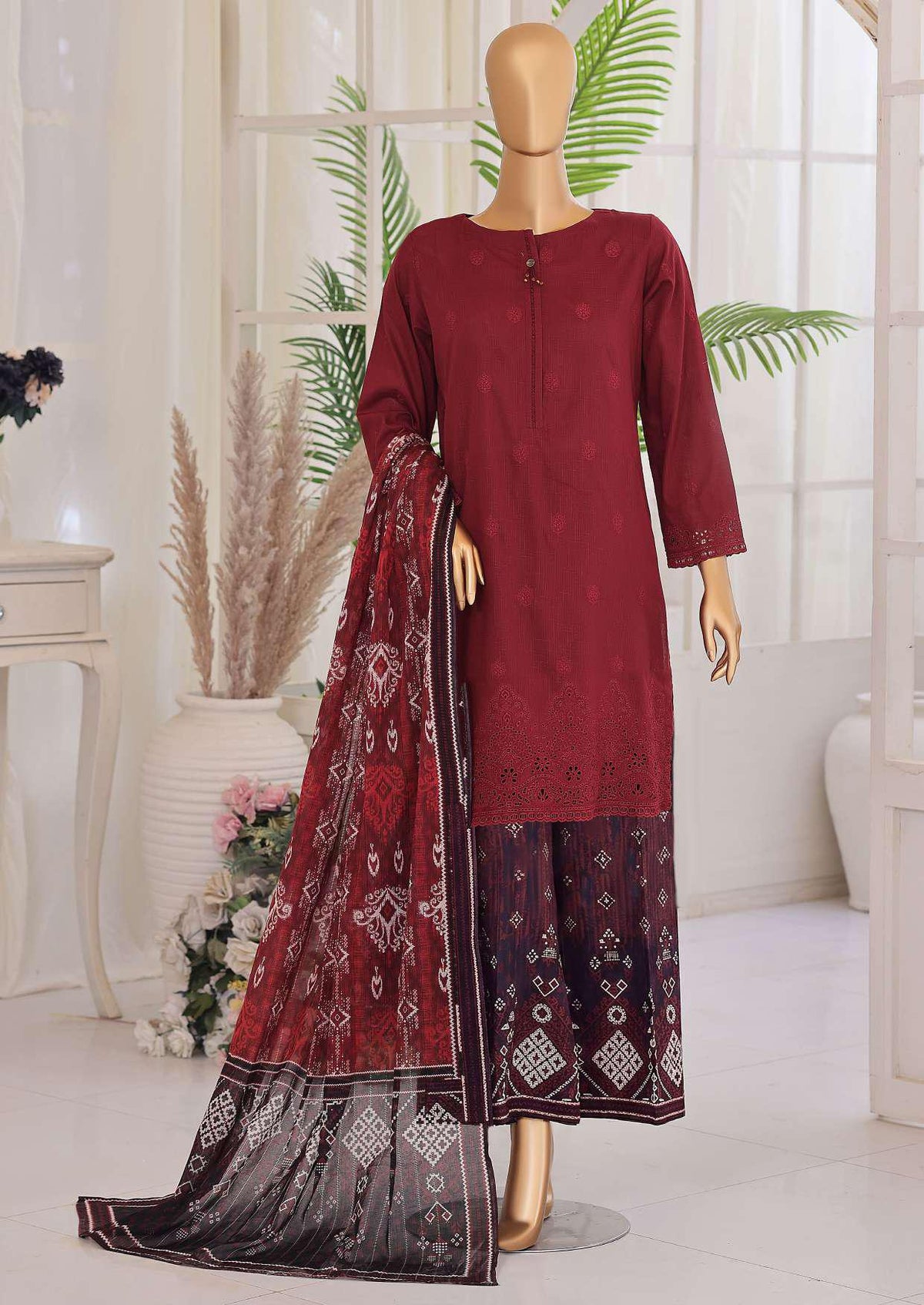 Oriental Printkari by HZ Textiles | Embroidered 3 Piece Unstitched Lawn Suit D-6
