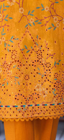 Mehak Cross Slub Embroidered Collection Un-Stitched 3Pc By Hz Textile D-1