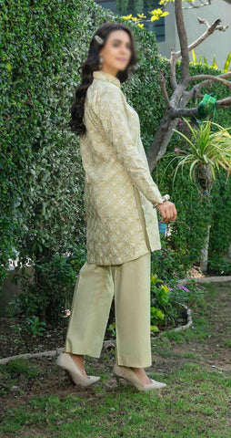 KIRAZ Un-Stitched Schiffli Jaal Emb Slub Lawn D-2031