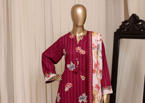 Sadabahar Printed Khaddar Stitched 3 Piece Suit D-6