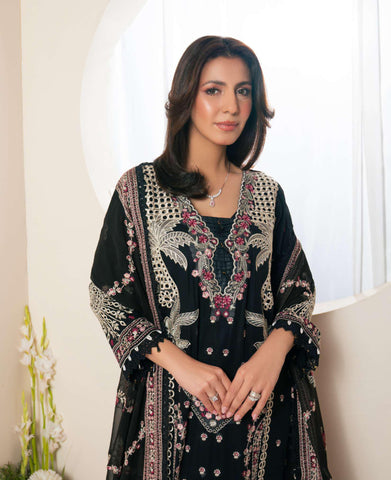 Johra Pinks Swiss Voil Embroidered with Chiffon Dupatta Unstitched 3 Piece by Johra Arts D-1