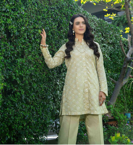 KIRAZ Un-Stitched Schiffli Jaal Emb Slub Lawn D-2031