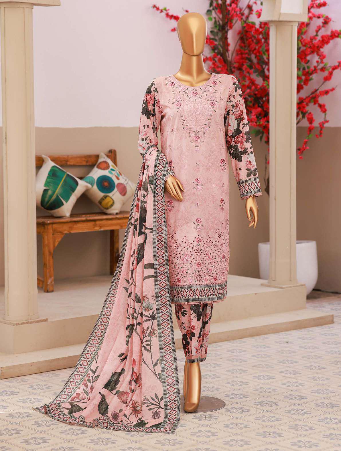 Elegant Embroidered Un-Stitched 3 Piece Collection By HZ Textile D-5