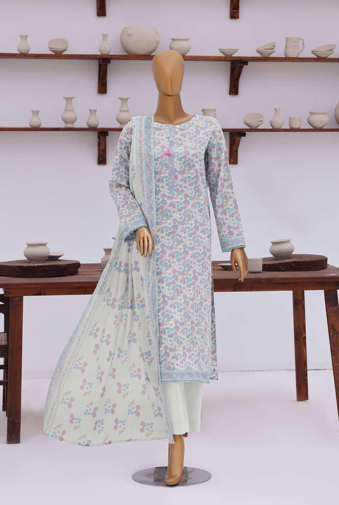 Everyday Prints by HZ Textiles | Printed Lawn 3 Piece Unstitched Suit D-2