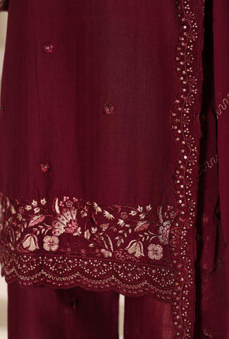Sadabahar Luxury | Embroidered 3 Piece Stitched Slub Lawn Suit D-4