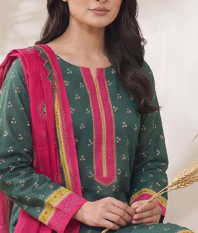 VS Jhalak Printed Slub Linen Unstitched 3 Piece Suit D-2