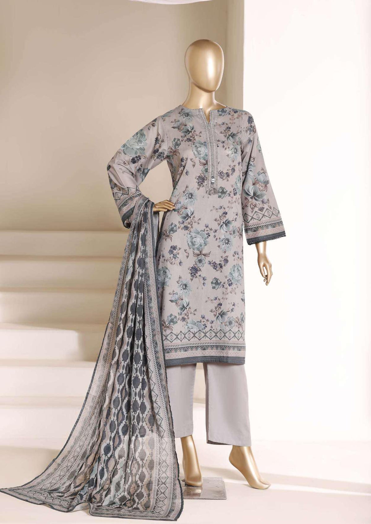 SADABAHAR Luxury Printed Lawn | 3 Piece Stitched Suit D-4